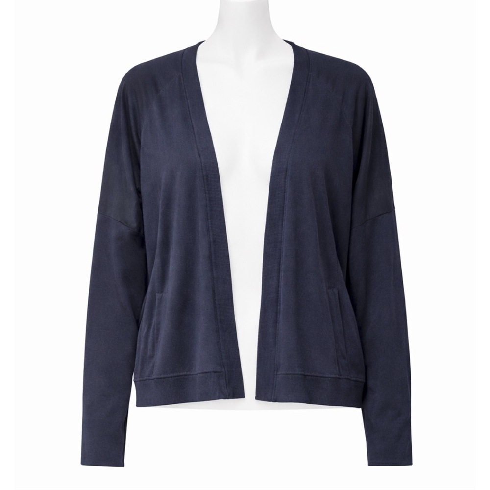 Contemporaine by Simons Women's Navy Open Front Cotton Blend Sweater